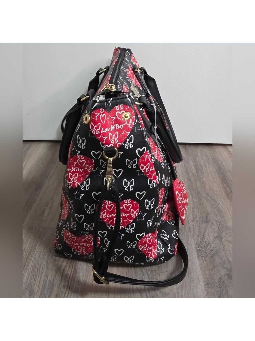 Luv Betsey by Betsey Johnson Heart Print Satchel Bag - New With Tag - Picture 6 of 12